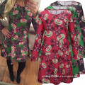 2015 Christmas Autumn Winter Snowman Reindeer Printed Casual Long Sleeve Women Dress